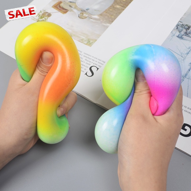 Tdg Soft  Rubber  Ball Rainbow Color Elastic Tension Rubber Ball Relieve Stress Rebound Vent Toy