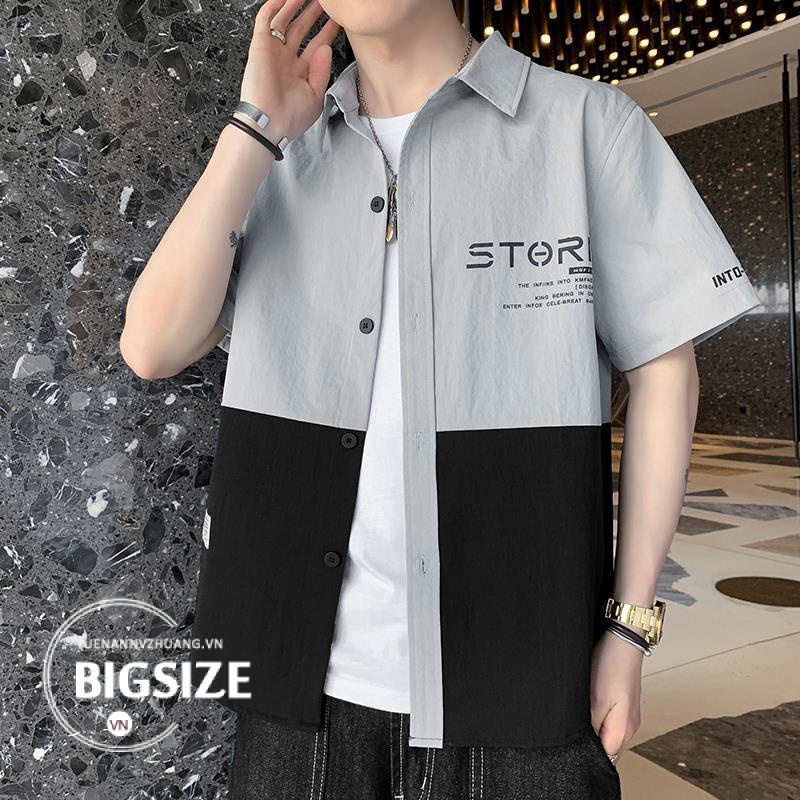 Áo sơ mi Nam Bigsize kaki tay ngắn form rộng mùa hè Phong cách Hàn Quốc Thời Trang trẻ trung đẹp cao cấp cho người mập béo 100kg 150kg