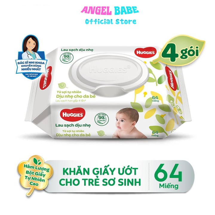 Khăn ướt Huggies ko mùi (gói 64 tờ)