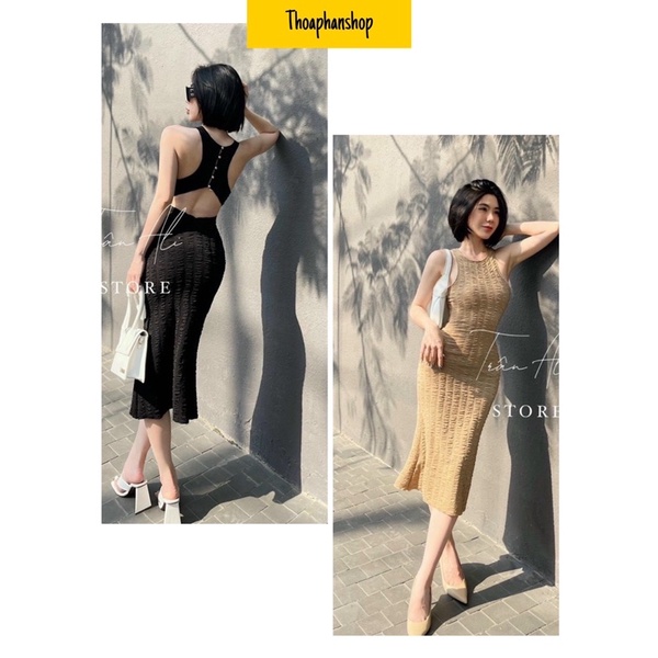 ĐẦM MIDI BODY BA LỖ KHOÉT NÚT CUT OUT LƯNG [kèm ảnh thật ]