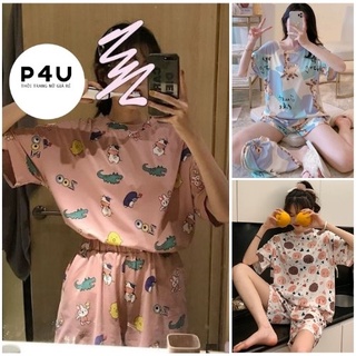 [Mã PIJAP4U1 giảm 10K đơn 99K] Đồ Bộ Nữ Tay Cộc Quần Cộc, Đồ Mặc Nhà Chất Thun Cotton Mát Hè Thu Đa Dạng Mẫu Mã