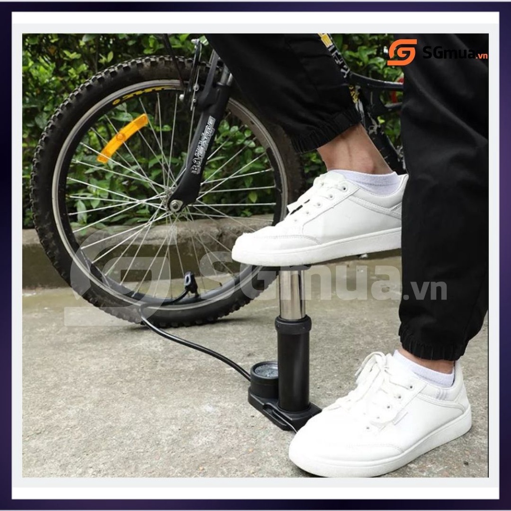 Bơm Hơi Đạp Chân Mini Đa Năng Có Đồng Hồ Đo Áp Suất, Nhỏ Gọn, Bơm Xe Máy, Xe Đạp, Lốp Ô Tô, Tiện Lợi