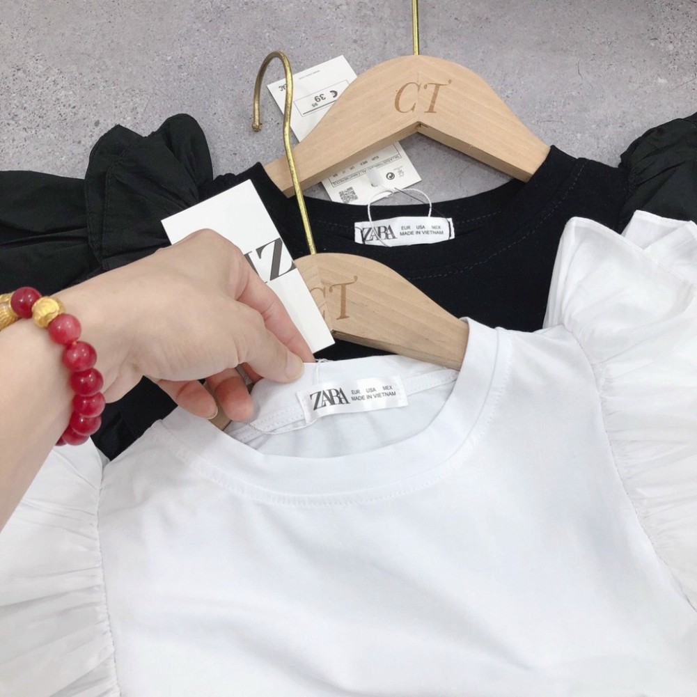 ICO - Áo phông TAY BÈO trơn hai màu ĐEN - TRẮNG VAV LUXURY