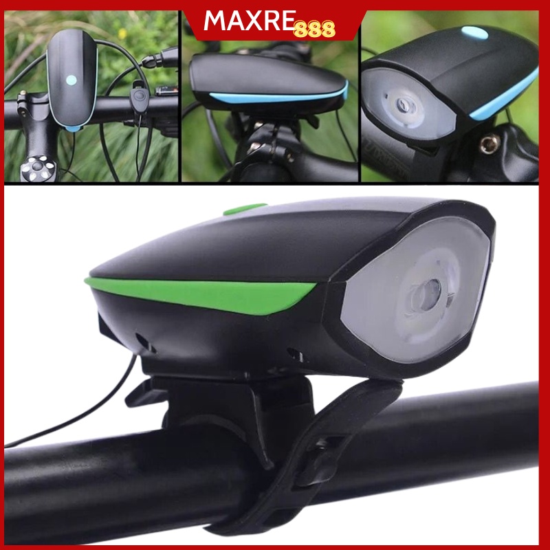 Đèn Pin Xe Đạp Thể Thao Siêu Sáng Có Còi Chống Nước - Cao Cấp, Cổng Cạc USB, Full Hộp Đầy Đủ