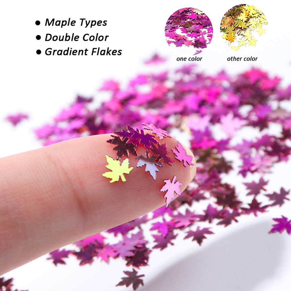 EUCAP Manicure Nail Art Decor Iridescent Multicolor Leaf|Nail Sequins