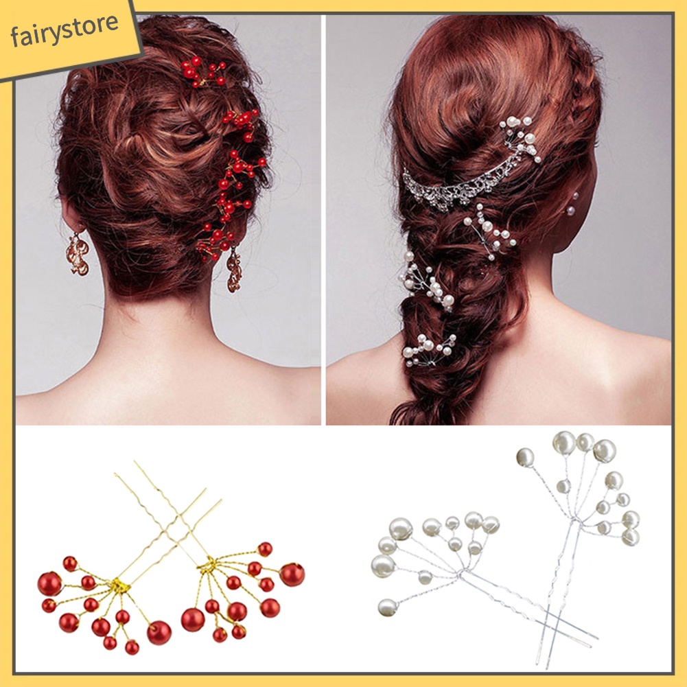 Set 2 Kẹp Tóc Đính Ngọc Trai Giả Thời Trang