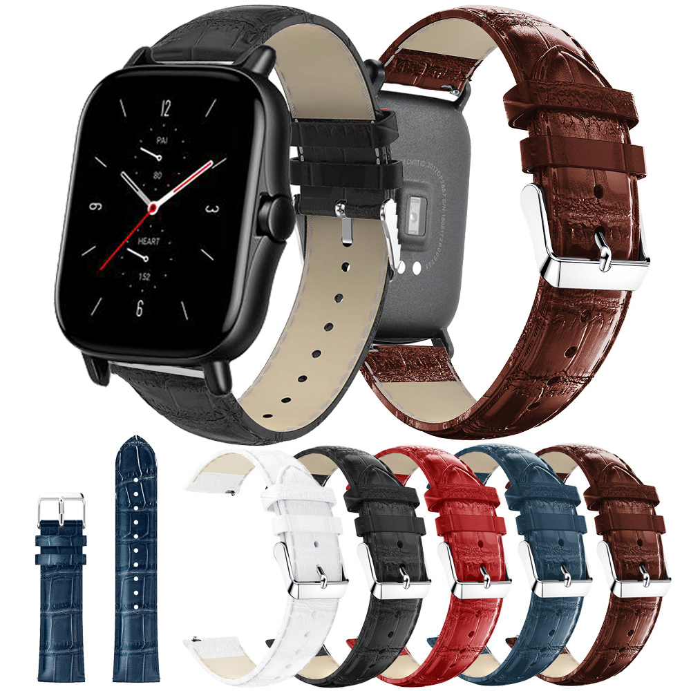 Dây Đeo Bằng Da 20mm Cho Đồng Hồ Thông Minh Huami Amazfit Gts / Gts 2 / Gts 2 Mini / Bip S / Bip U / Gtr 42mm / Pop / Xiaomi Haylou LS02 / COLMI P8