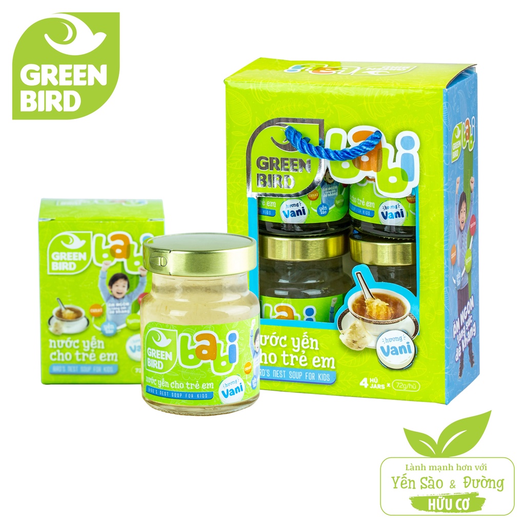 Lốc nước yến cho trẻ em Green Bird babi - NUTRINEST - hương vani - 4 hũx72g thumbnail