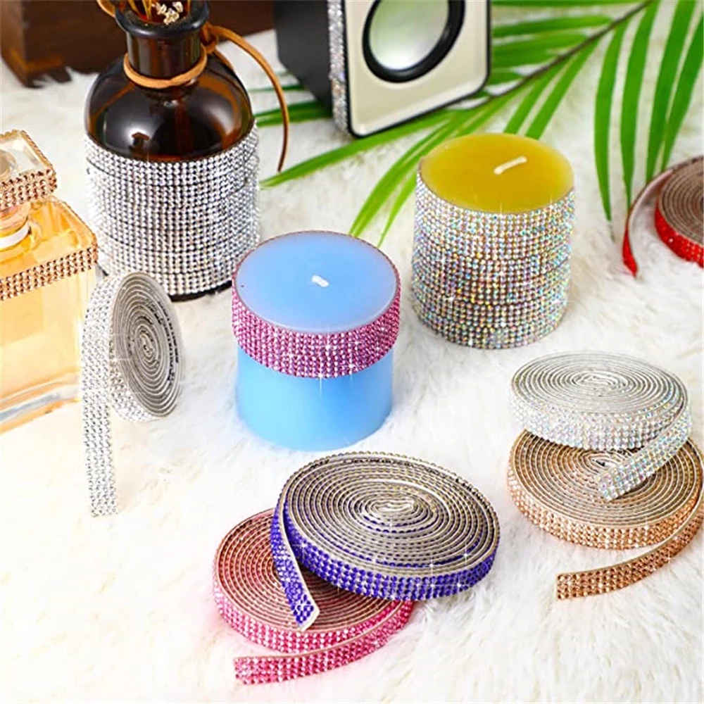 Cuộn Dây Ruy Băng Đính Đá Kim Tuyến Lấp Lánh Tự Dính Trang Trí Khuyên Tai/Giày Dép/Trang Trí Quần Áo DIY