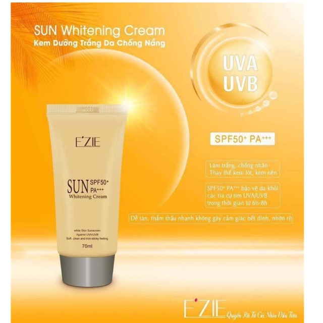 [ chính hãng ] kem chống nắng E’ZIE Sun Whitening Cream (SPF50+ PA+++) 70ml