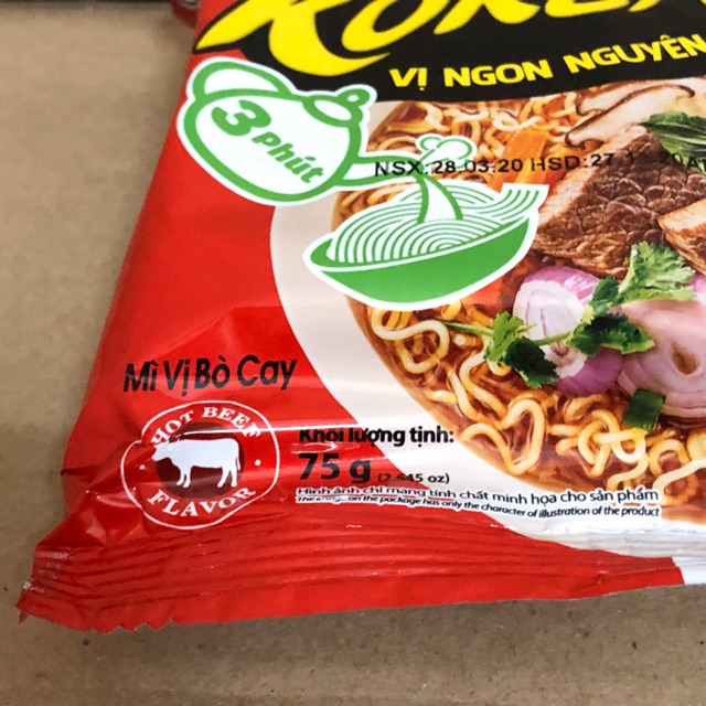 Túi Mì Koreno Up 3 Phút Vị Bò Cay, Vị Kim Chi 75g Paldo Đặc sản 3 miền Amaxi | BigBuy360 - bigbuy360.vn