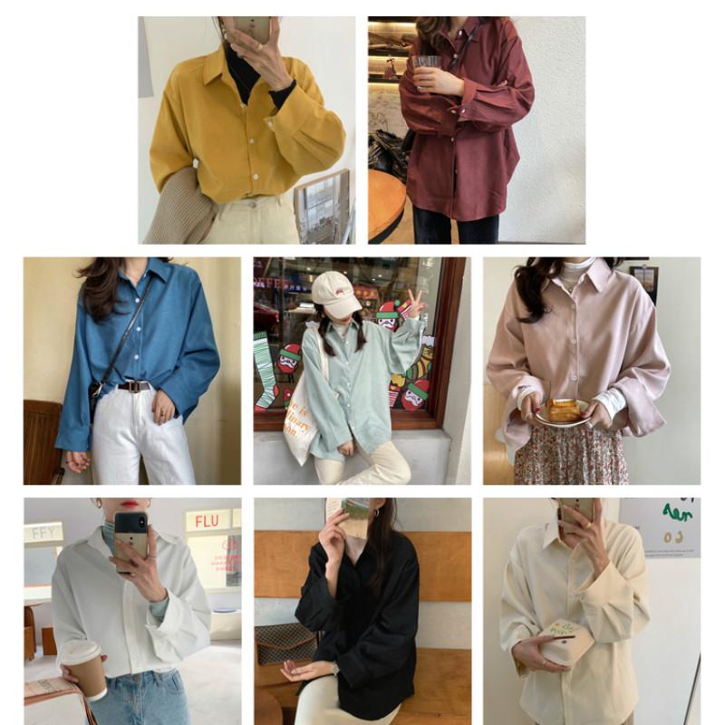 Xiaozhainv Áo sơ mi tay dài dáng rộng phong cách Hàn Quốc dễ phối đồ