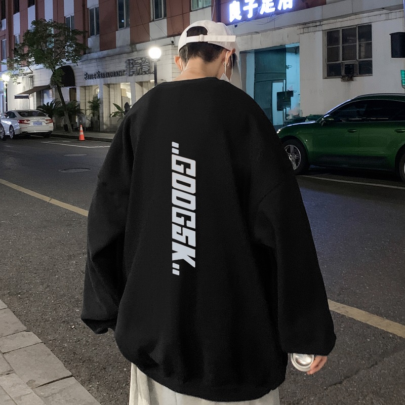 Áo sweatshirt IFNICEFUTURE tay dài họa tiết chữ cái sau lưng dáng rộng phong cách Hong Kong thời trang mới dành cho nam
