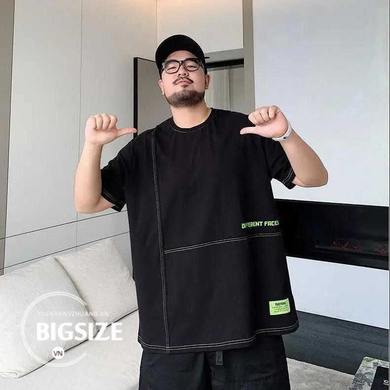 Áo thun nam Bigsize Áo phông nam tay ngắn form rộng cổ tròn đen mùa hè Phong cách Hàn Quốc Thời Trang trẻ trung đẹp cao cấp cho người mập béo 100kg 150kg