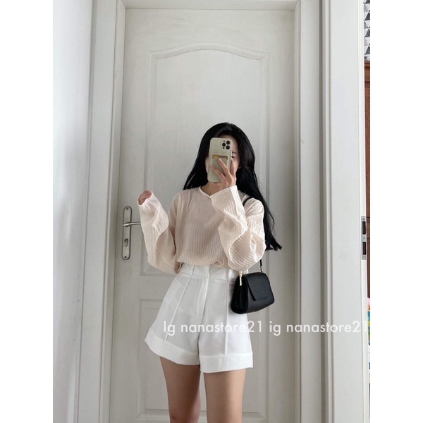 Áo voan nhăn dài tay form rộng Nana21 Nanastore21