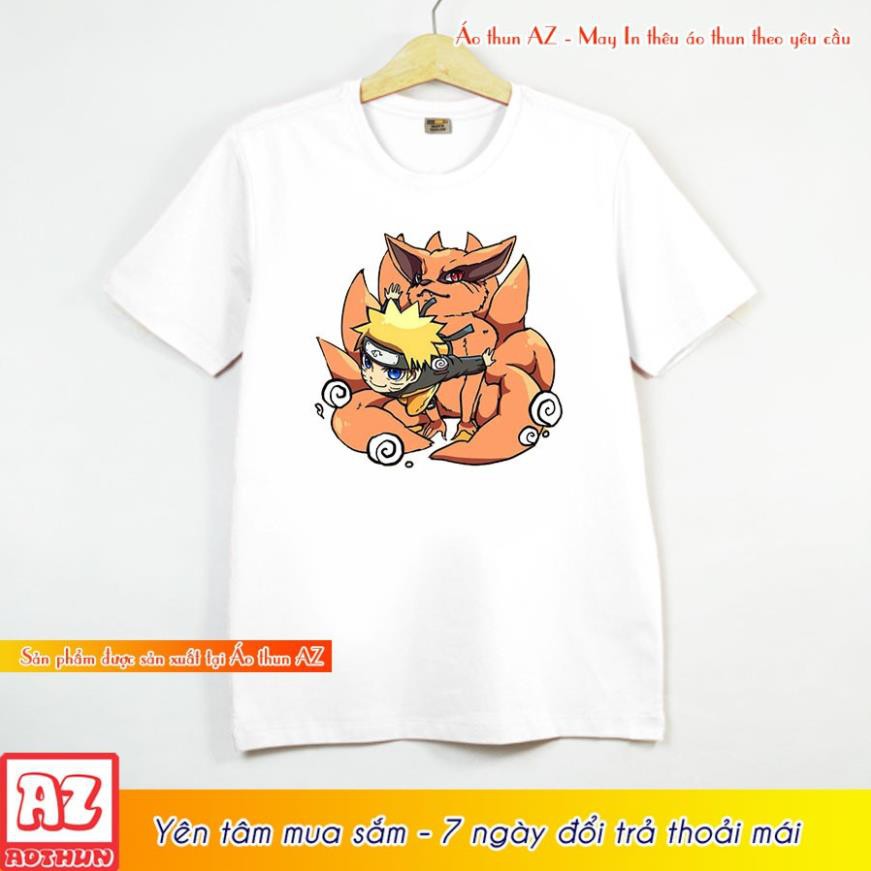 Áo thun in hình Naruto Cữu vĩ hồ chibi - Có size trẻ em F1804