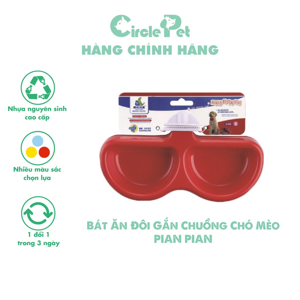 Bát Ăn Đôi Pian Pian Cao Cắp Nhiều Màu Sắc Có thể Gắn Chuồn Dành Cho Mèo -Cirlce Pet
