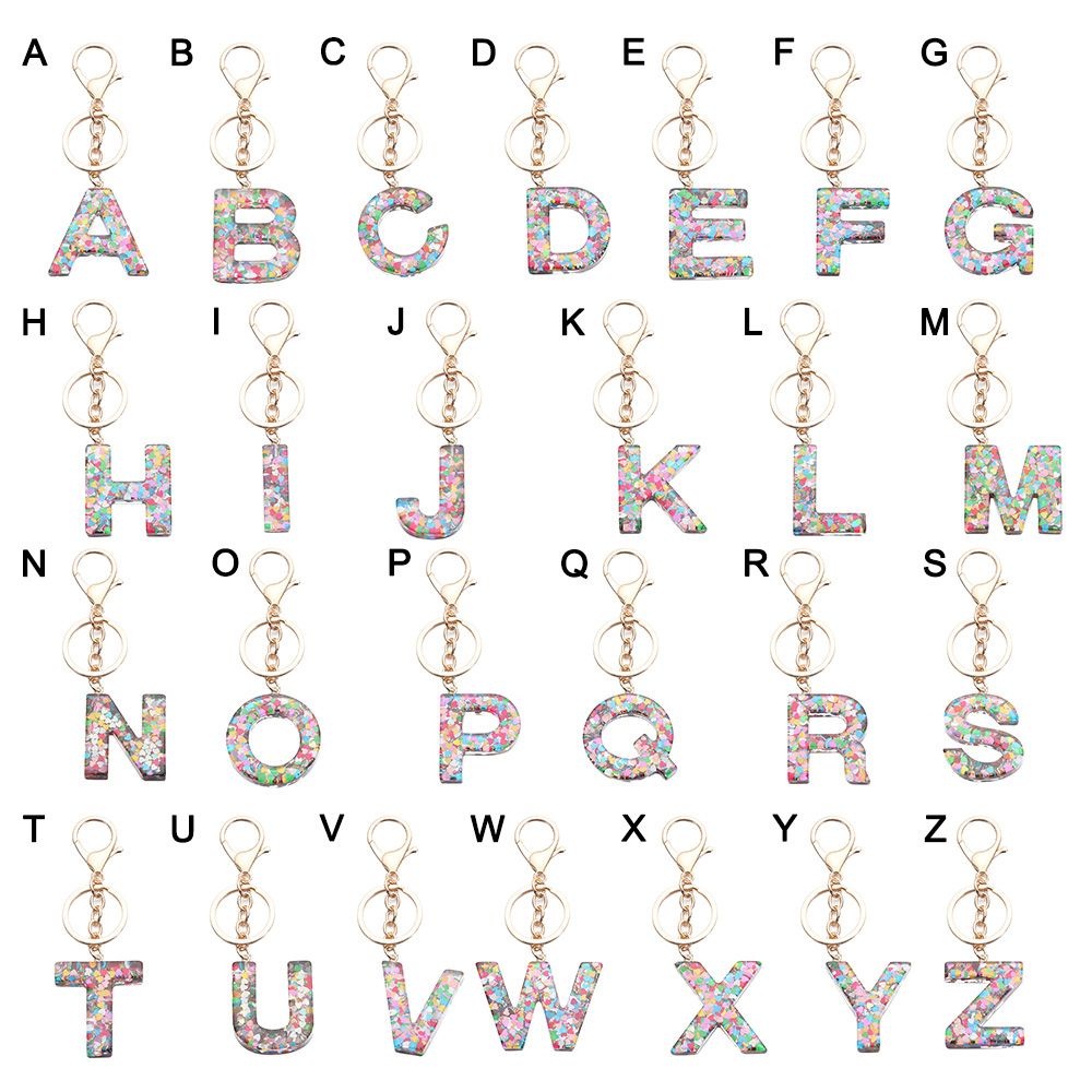 Móc Khóa Hình 26 Chữ Cái A-Z Đính Kim Sa Thời Trang