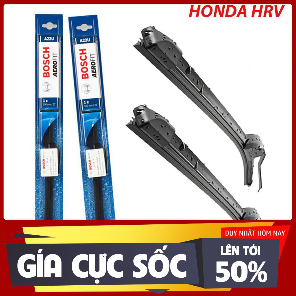 [GẠT MƯA Ô TÔ] Gạt mưa xe Honda HRV gạt mềm không xương chính hãng Bosch ( Giá 1 đôi ) size 26-16