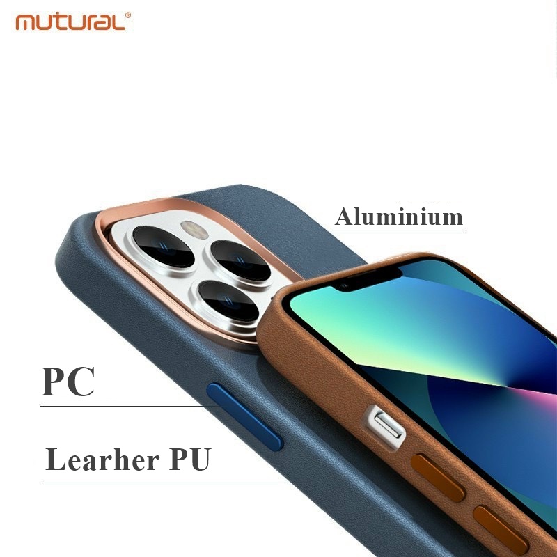 Ốp lưng da cho Smart IPhone 14 Pro Max , 14 Plus , 13 Pro Max chính hãng Mutural Leather Case Chống sốc chống bẩn