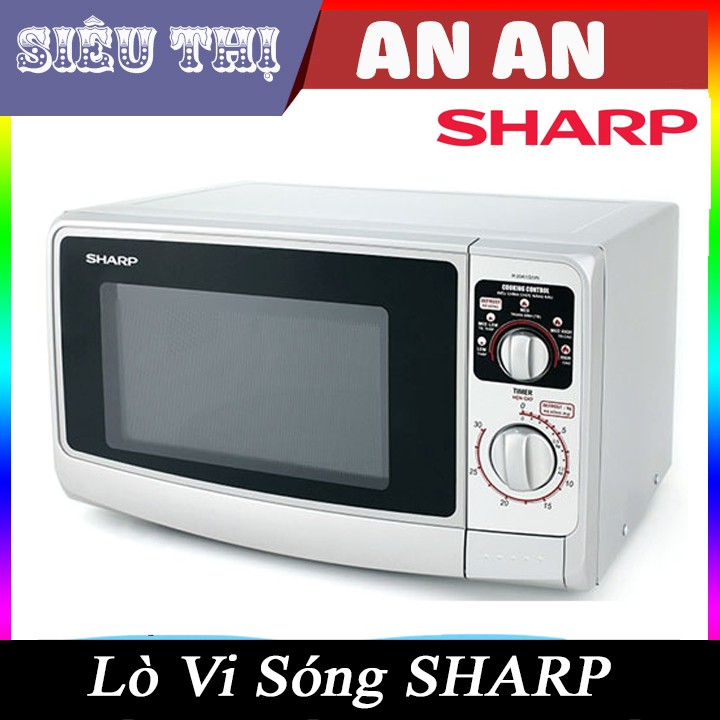 Lò vi sóng cơ Sharp R-20A1(S)VN 22 lít công suất 800W  nấu, hâm nóng và rã đông...bảo hành 12 tháng  màu xám