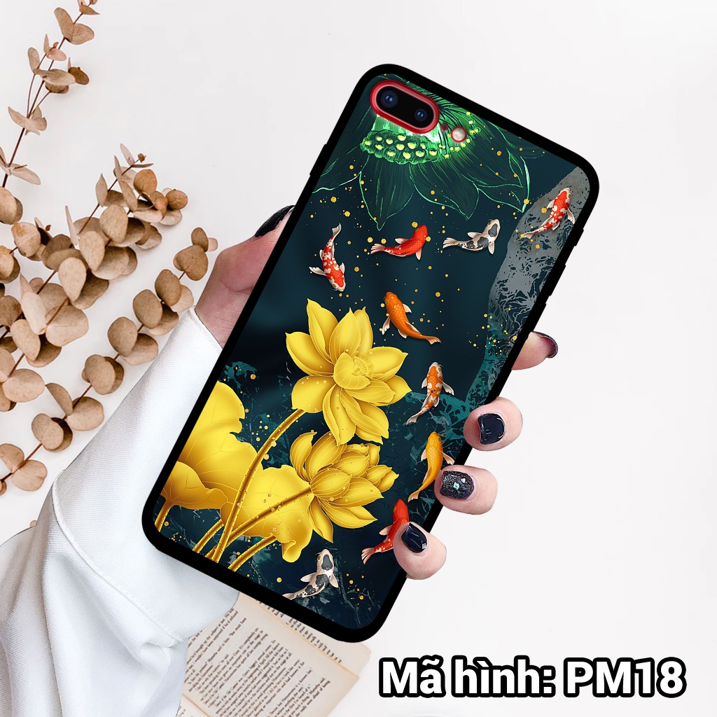 Ốp điện thoại IPHONE 7/7 PLUS/8/8 PLUS in hình hoa sen,cá chép phong thủy – lưng kính tráng gương viền dẻo