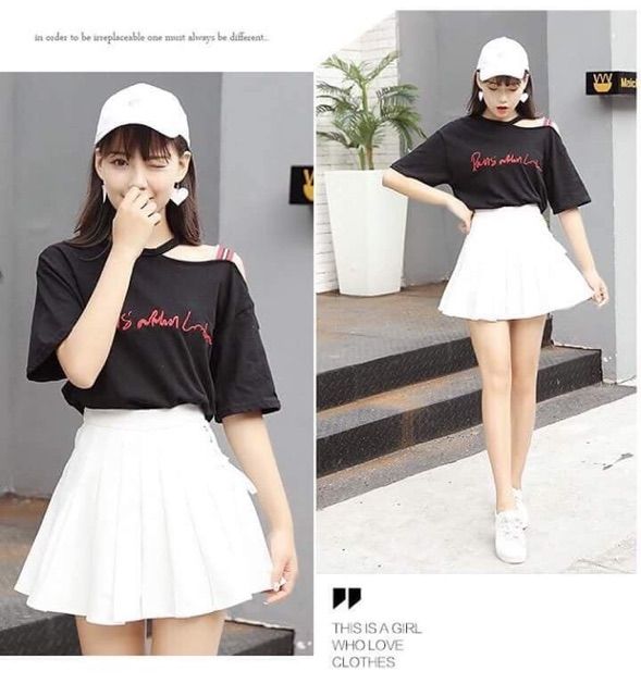 Chân váy tennis ulzzang đan dây kèm ảnh thật