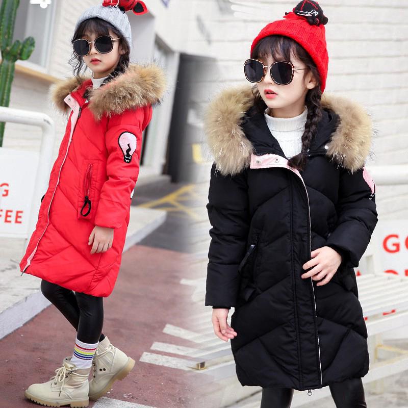 Áo khoác lông có mũ dáng dài giữ ấm cho bé gái