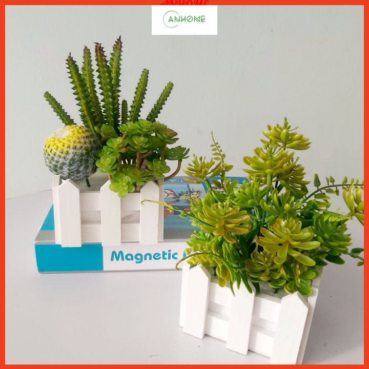 Chậu cây giả cây xương rồng để bàn, kệ tủ, làm quà tặng cho bạn bè độc đáo Anhome XR-02