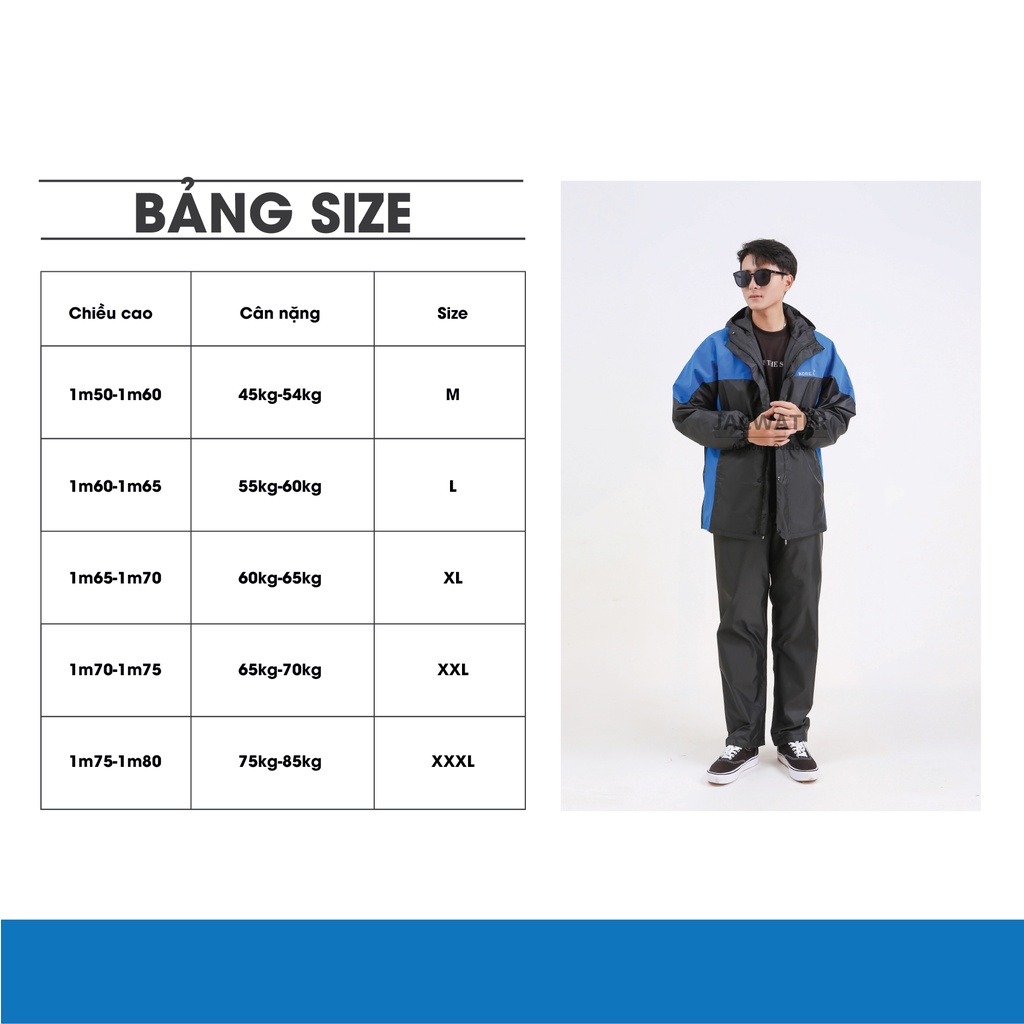 Áo mưa bộ nam nữ 2 lớp kiêm áo gió không thấm nước Gore Tex JACWATER V440