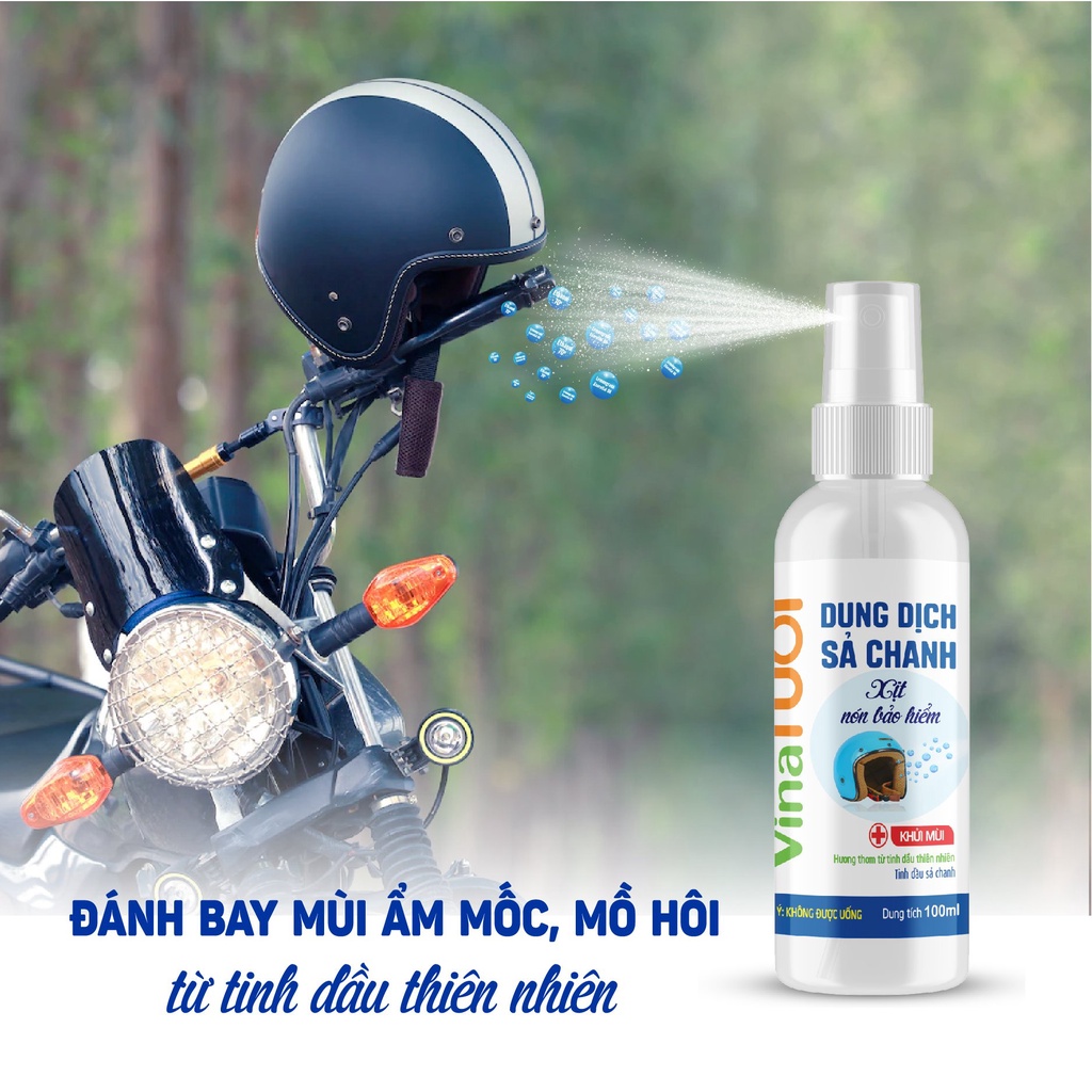 Dung dịch xịt mũ bảo hiểm VINA TƯƠI 100ml xịt thơm khử mùi diệt khuẩn nón bảo hiểm