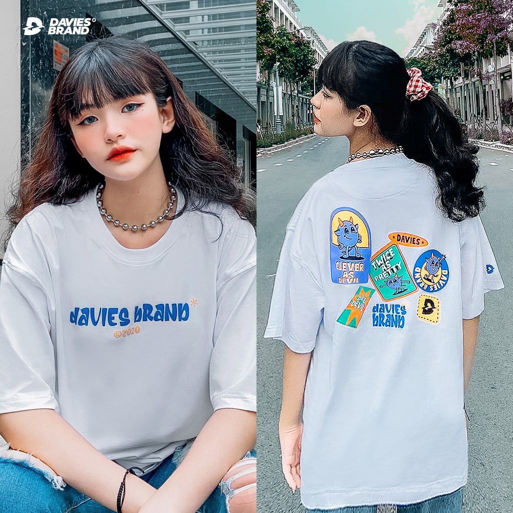 Áo thun nữ tay lỡ form rộng local brand DAVIES Devil Sticker Tee