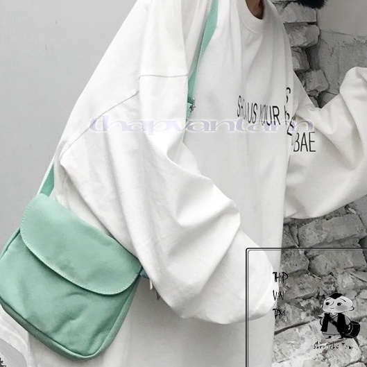 Túi ToTe đeo chéo nam nữ vải canvas, phong cách đường phố dành cho học sinh sinh viên