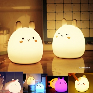 Đèn ngủ đèn trang trí silicon Pin Sạc cảm ứng cao cấp Thỏ ú dễ thương