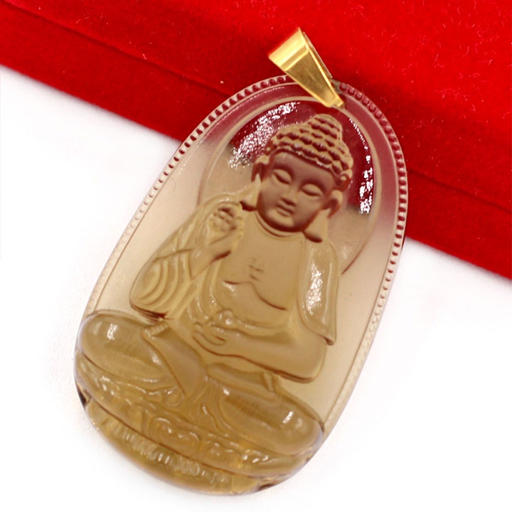 Mặt Dây Chuyền Phật A Di Đà Màu Nâu Khói 3.6cm - Mặt Size Nhỏ - Tặng Kèm Móc Inox - Phong Thủy 868