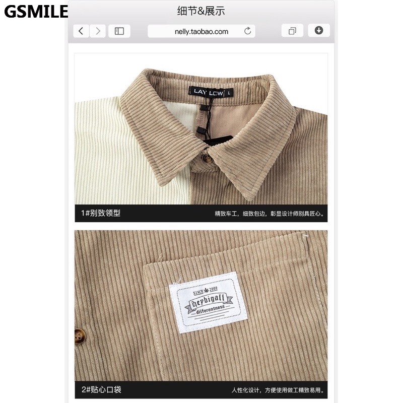 Áo Sơ Mi Dài Tay Phối Màu Gsmile Dáng Unisex Form Rộng Heybigall  Unisex