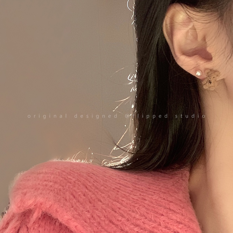 Bông Tai Hình Trái Tim/Gấu/Nơ Đính Ngọc Trai Thời Trang Dành Cho Nữ