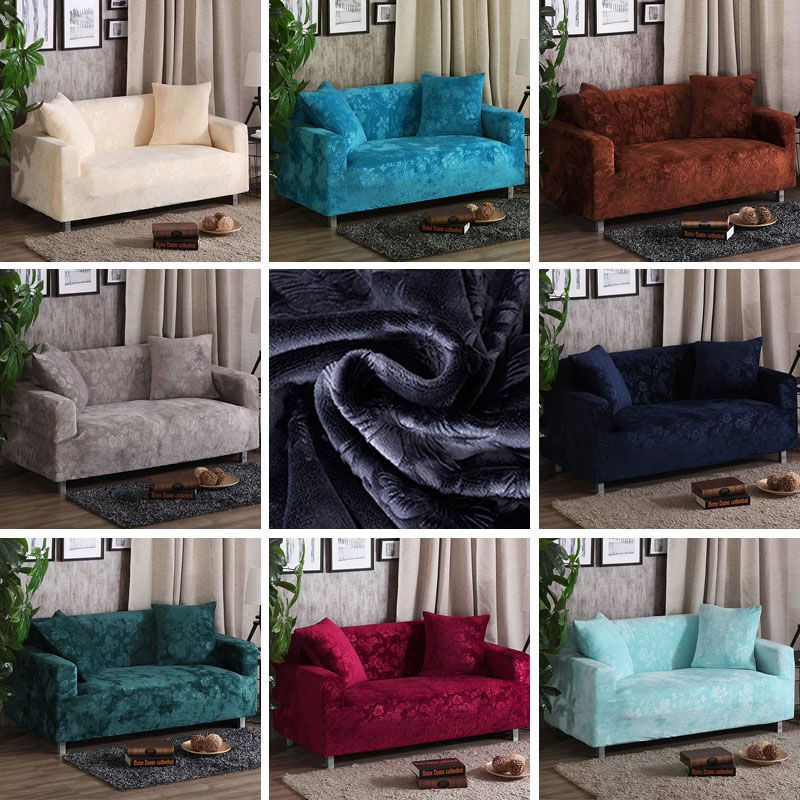 Vỏ Bọc Ghế Sofa Vải Nhung Chống Trượt Họa Tiết Hoa Dập Nổi