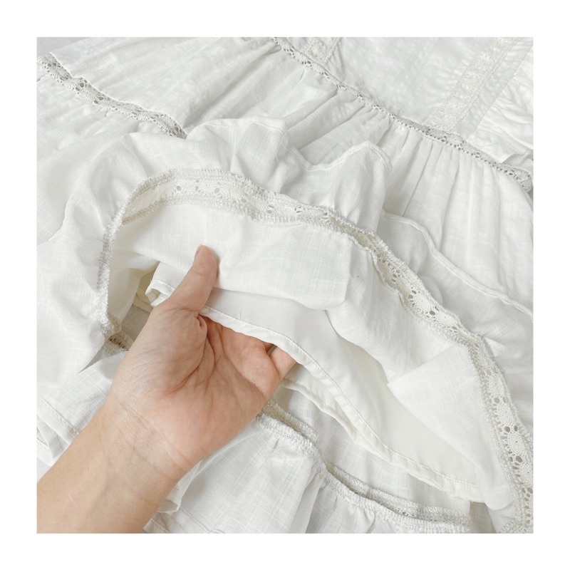 ẢNH THẬT- VÁY NEXT PHỐI REN 3 TẦNG BÈO VAI