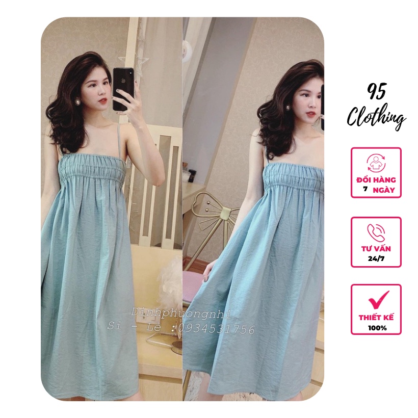 [Hàng Thiết Kế] Đầm babydoll 2 dây nhún ngực | BigBuy360 - bigbuy360.vn