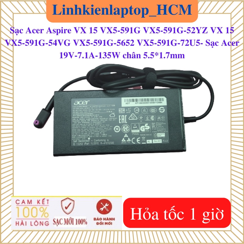 Sạc laptop Acer Aspire 7 A715-51G  A715-72G  A715-41G-R7X4  A715-71G-52WP --Sạc Acer 19V-7.1A-135W chân 5.5*1.7mm