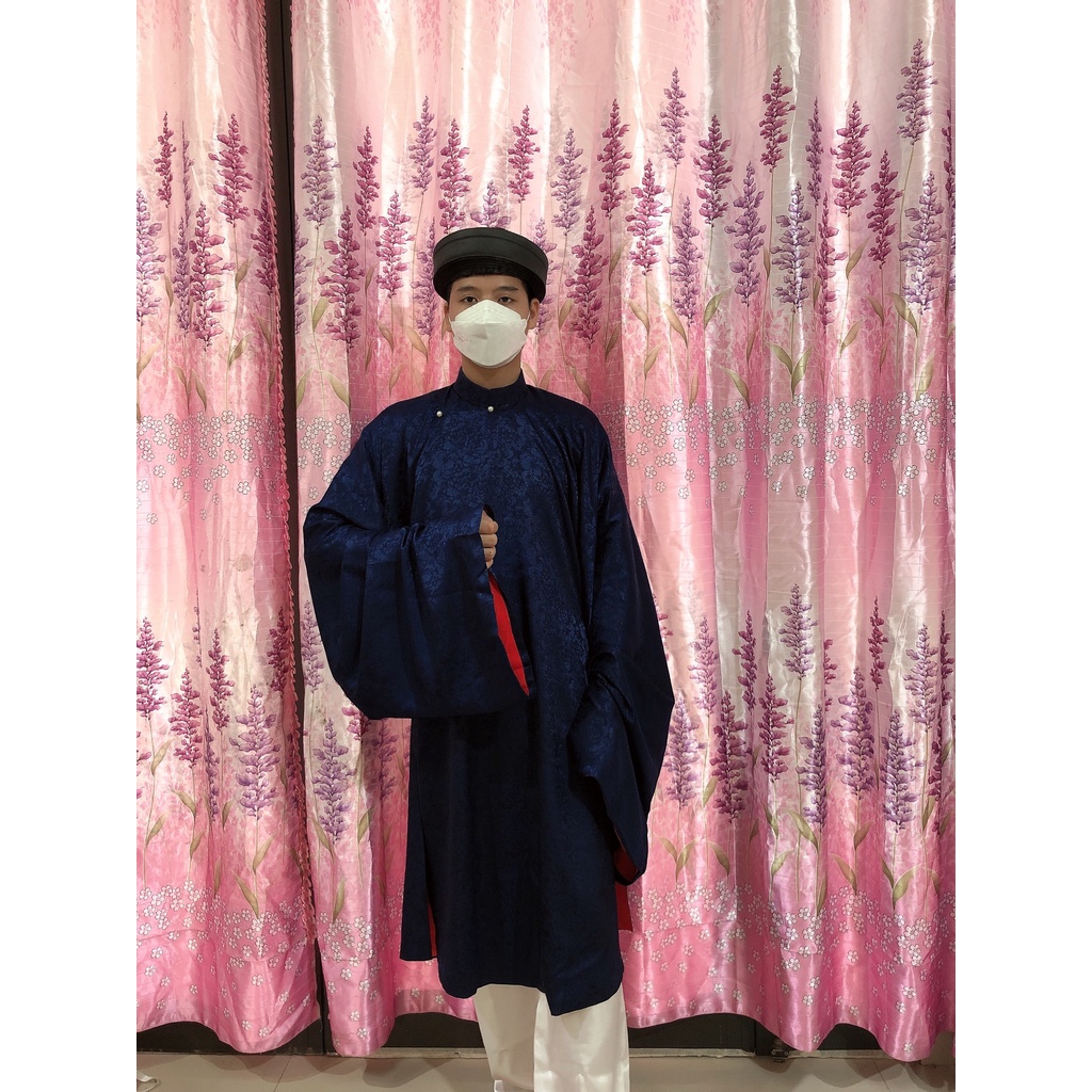 Áo Ngũ Thân Lụa Gấm Vân Chìm,Áo Tấc Nam Tay Thụng Cao Cấp Thời Nguyễn