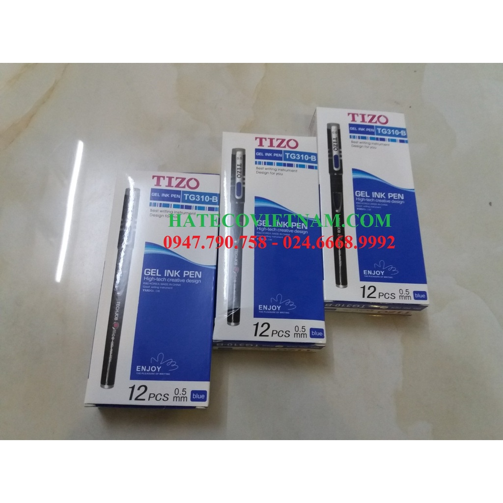 Bút nước Tizo TG310 xanh - Bút gel Tizo techjob (Combo 1 hộp 12 chiếc)