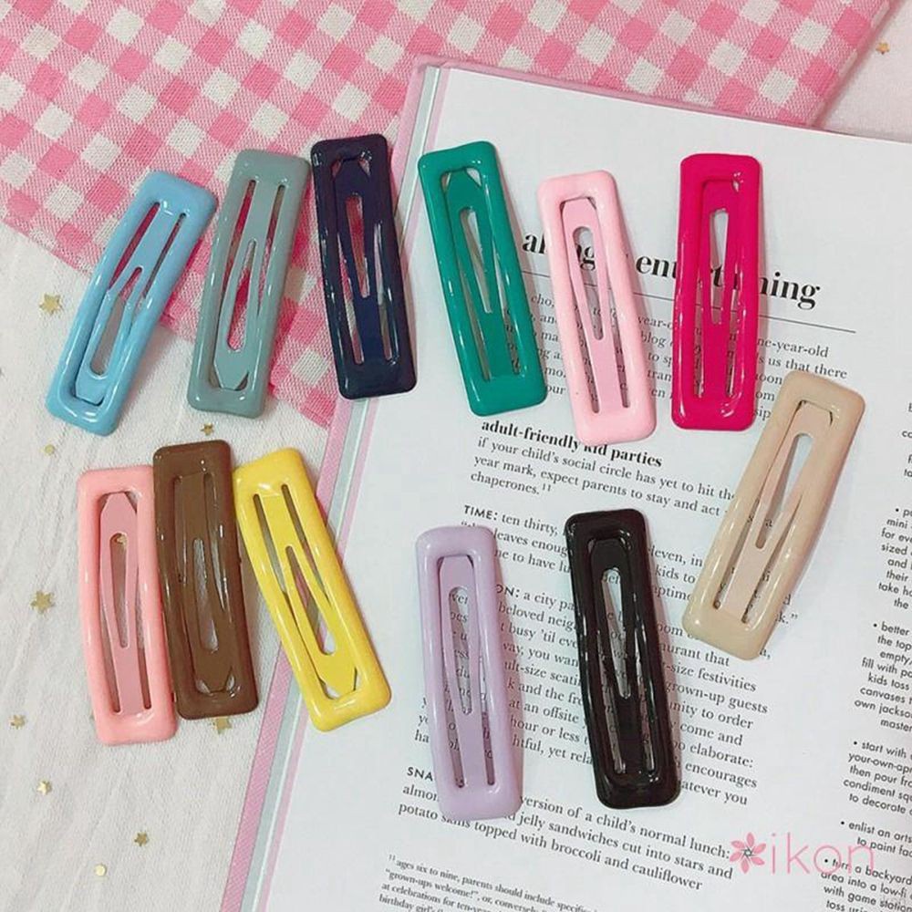 Set 20 Kẹp Tóc Kim Loại Hình Vuông Nhiều Màu Sắc Dễ Thương Cho Bé