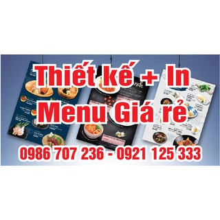 In + Thiết kế Thực Đơn, MENU  Giá rẻ