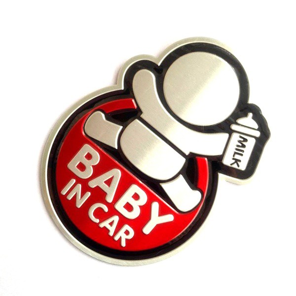 Nhãn dán trang trí họa tiết chữ Baby in Car màu đỏ 3D cho xe hơi