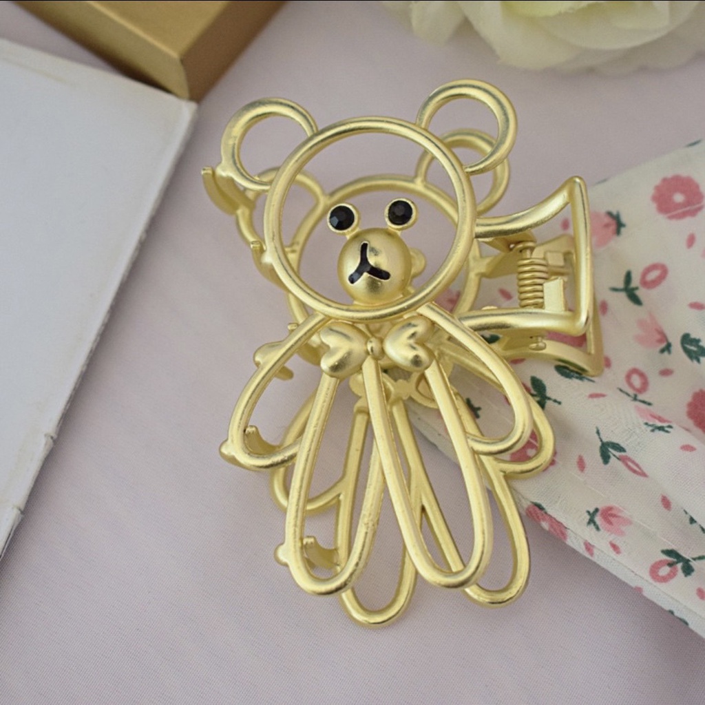 [Hàng thiết kế] Kẹp tóc càng cua kim loại size lớn hình chú gấu teddy xinh xắn dành cho bạn nữ