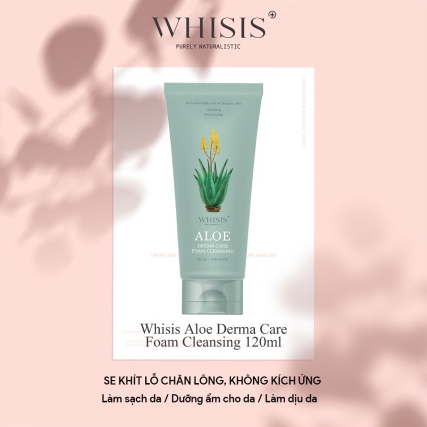 Sữa Rửa Mặt Cho Da Khô Dưỡng Ẩm Hàn Quốc WHISIS Aloe Derma Care Foam Cleansing Chiết Xuất Nha Đam Cấp Ẩm Sạch Sâu 120ml