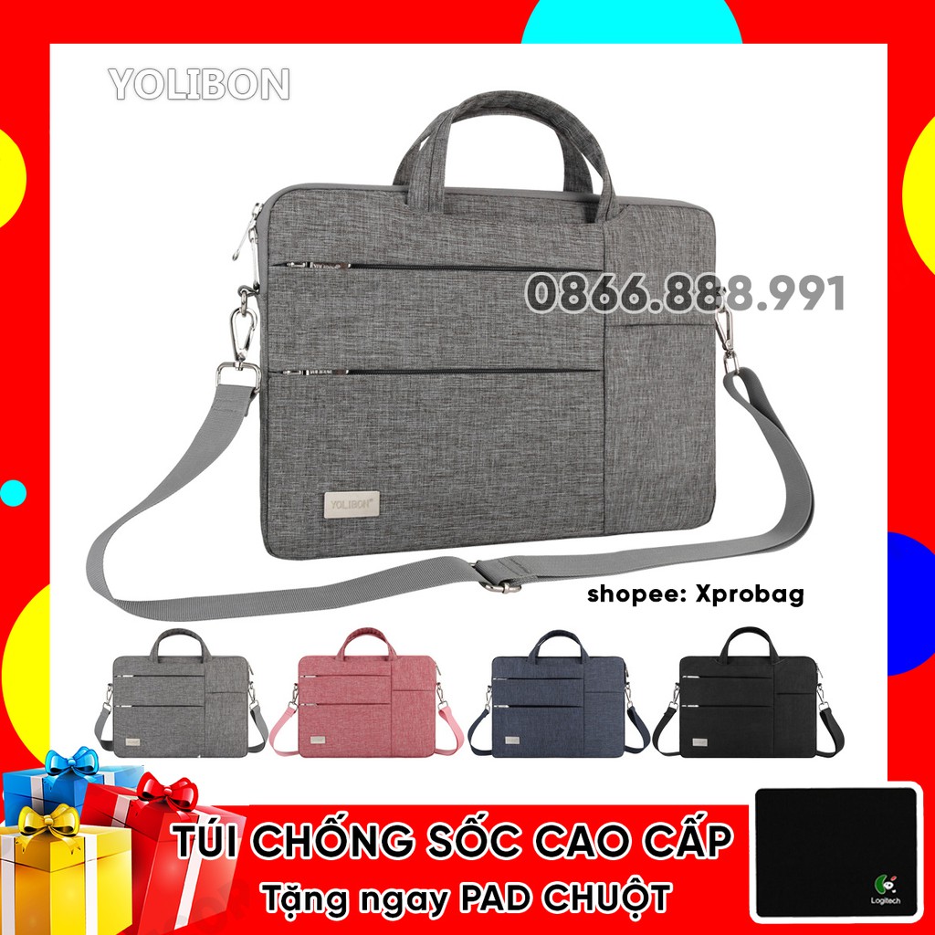 Túi Chống Sốc Laptop, Macbook Cao Cấp Yolibon, Chính hãng, Siêu Nhẹ, Có Quai Xách, Quai Đeo Vai
