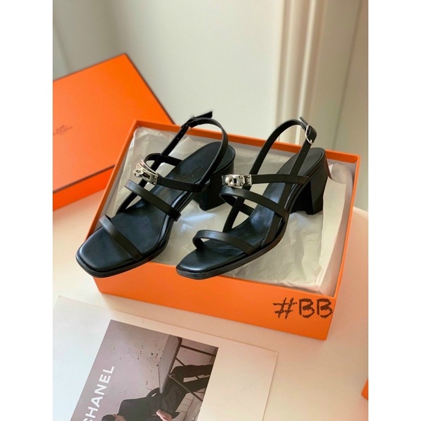 Sandal cao gót Hm 3 quai ngang 5p fullbox